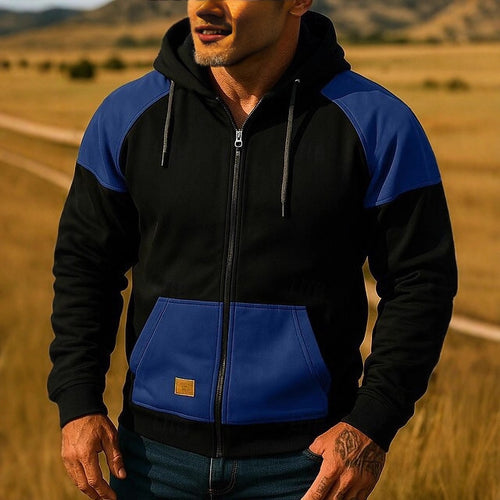 Herren Sportliche Kapuzenjacke mit Farbblockdesign Echoarchiv