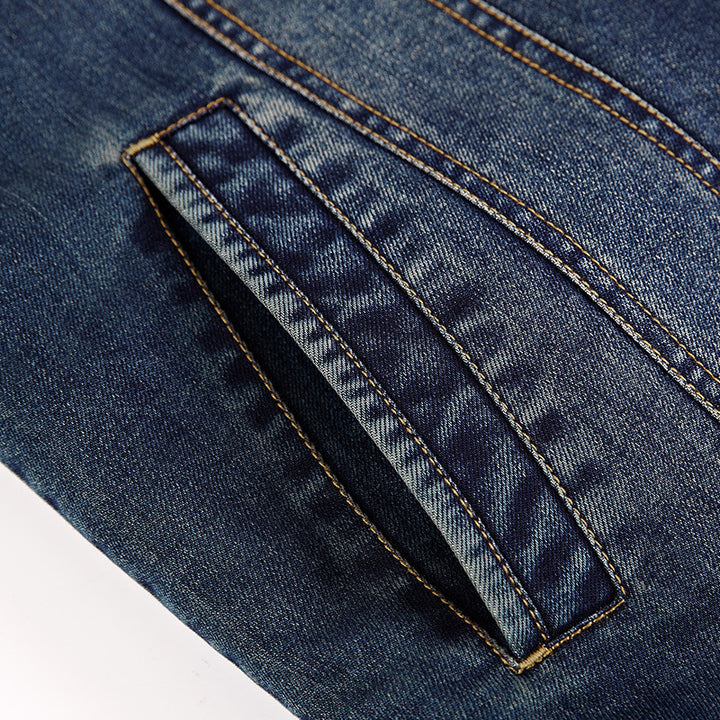Herren Jeansjacke im Aviator‑Look mit komplettem Sherpa‑Futter und Umlegekragen – Denvaro