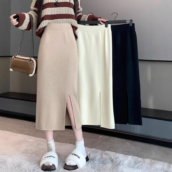 Damen Eleganter und bequemer Midirock mit schickem Schlitz Echo Archiv