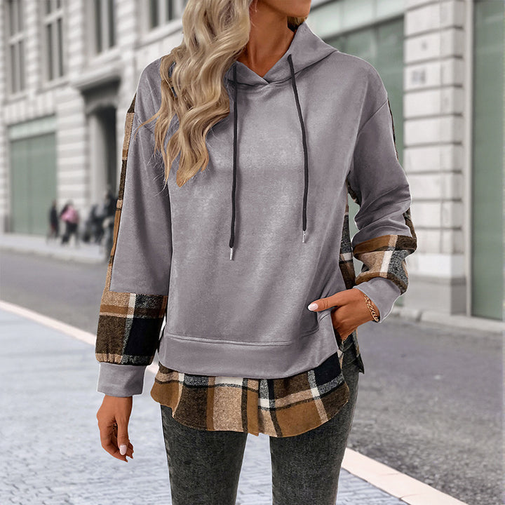 Damen Modische Kapuzenjacke mit Karomuster Echo Archiv