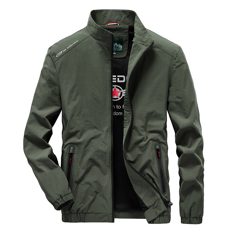 Herren Leichte Softshell-Windjacke mit Stehkragen wasserabweisenden Reißverschlüssen und Mesh-Innenfutter – Taviero