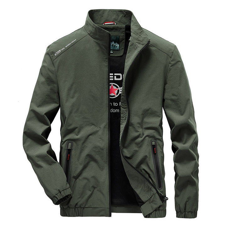 Herren Leichte Softshell-Windjacke mit Stehkragen wasserabweisenden Reißverschlüssen und Mesh-Innenfutter – Taviero