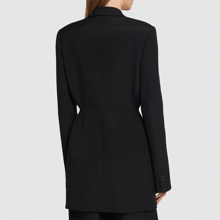 Damen Einreihiger Longblazer mit taillierter Silhouette und weiter Palazzohose Echoarchiv