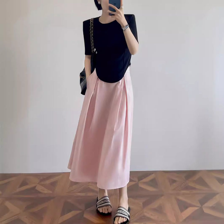 Damen Elegante und lässige Midi-Bluse mit Knopfdetail Echoarchiv