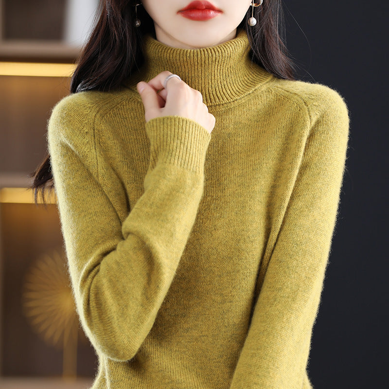 Damen Weicher Hochkragen-Pullover aus flauschigem Wollmix mit Raglanärmeln Echoarchiv