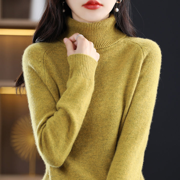Damen Weicher Hochkragen-Pullover aus flauschigem Wollmix mit Raglanärmeln Echoarchiv