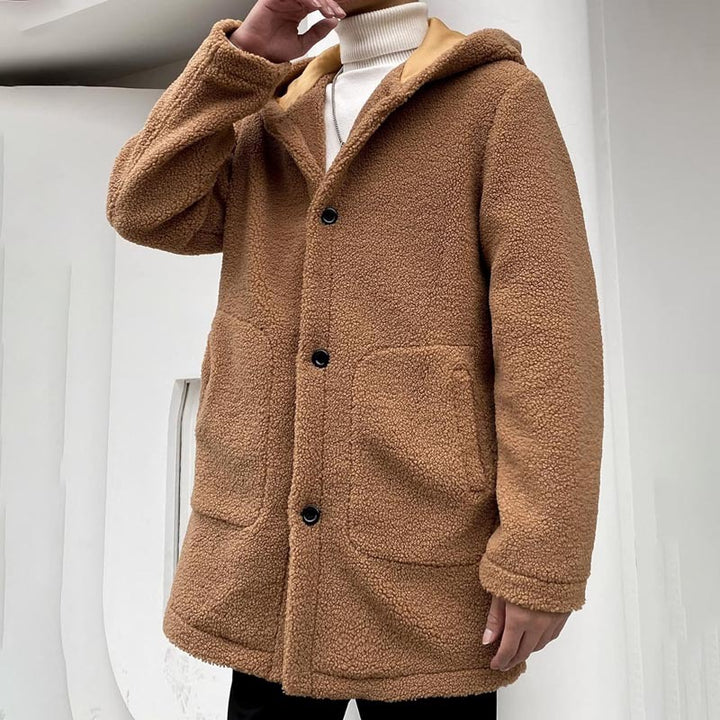 Herren kuschelige Fleecejacke mit Kapuze und seitlichen Taschen Echoarchiv