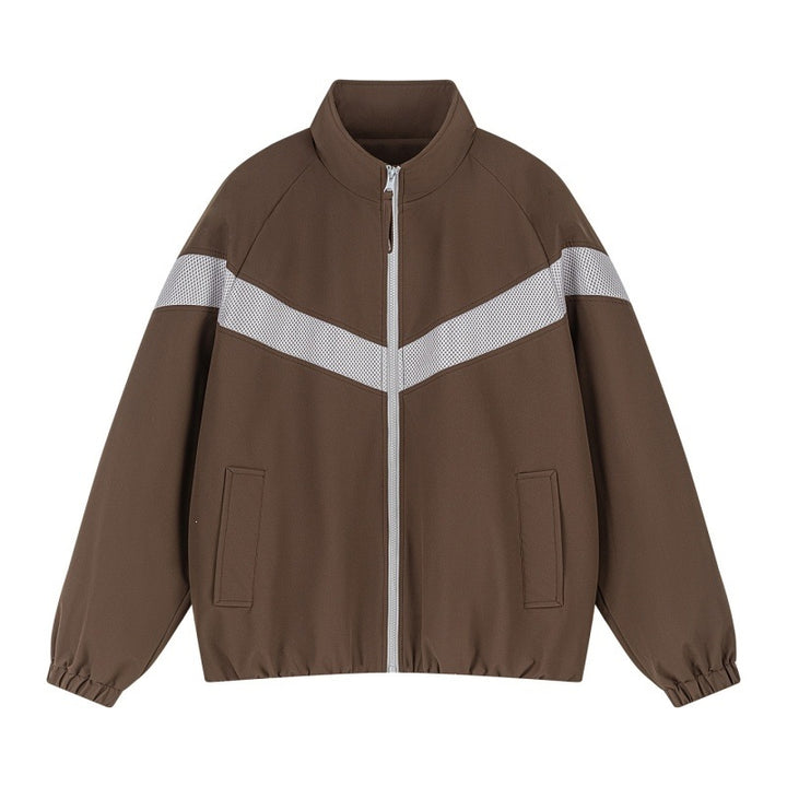 Unisex Leichte Trainingsjacke im Retro-Sportstil mit V-förmigem Reflektoreinsatz Echoarchiv
