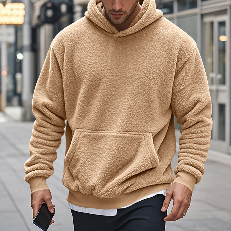 Herren kuscheliger Fleece-Hoodie mit großem Kängurutasche und elastischen Bündchen Echoarchiv