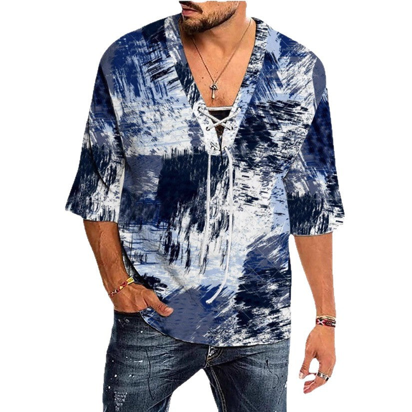 Herren grafisches Shirt mit modernem Schnürdesign Echoarchiv