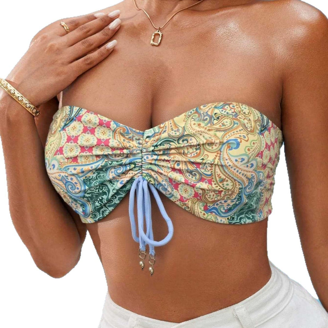 Damen Bandeau-Bikini-Oberteil mit verspieltem Muster Echo Archiv