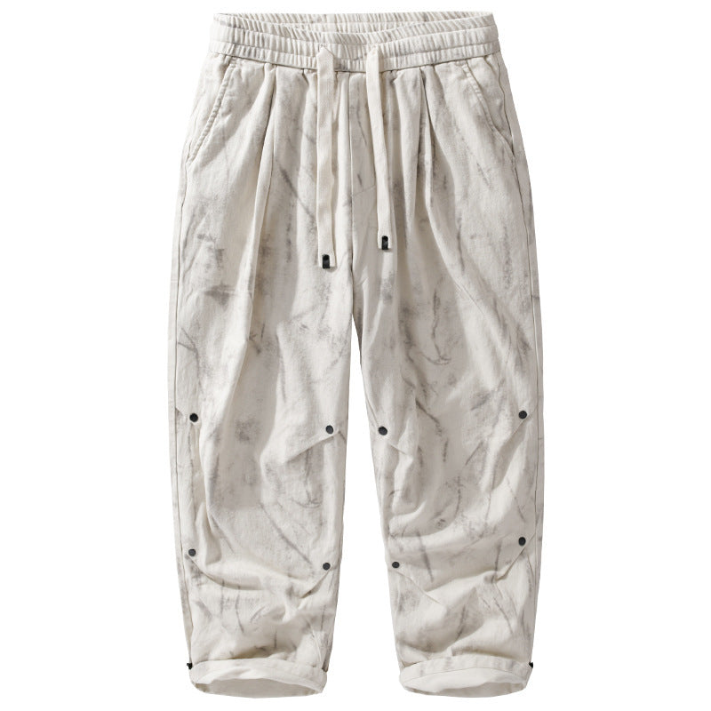 Herren Weite Baggy-Cargohose mit Marmor-Print und Kordelzug Echoarchiv