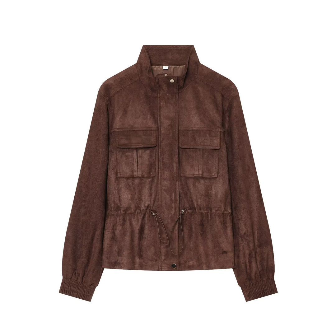 Damen Kurzer Wildlederoptik-Blouson mit Tunnelzugtaillierung Echo Archiv