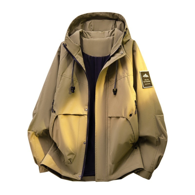 Herren Wattierte Kapuzen-Utility-Jacke mit abnehmbarem Innenfutter & hohem Stehkragen Echoarchiv