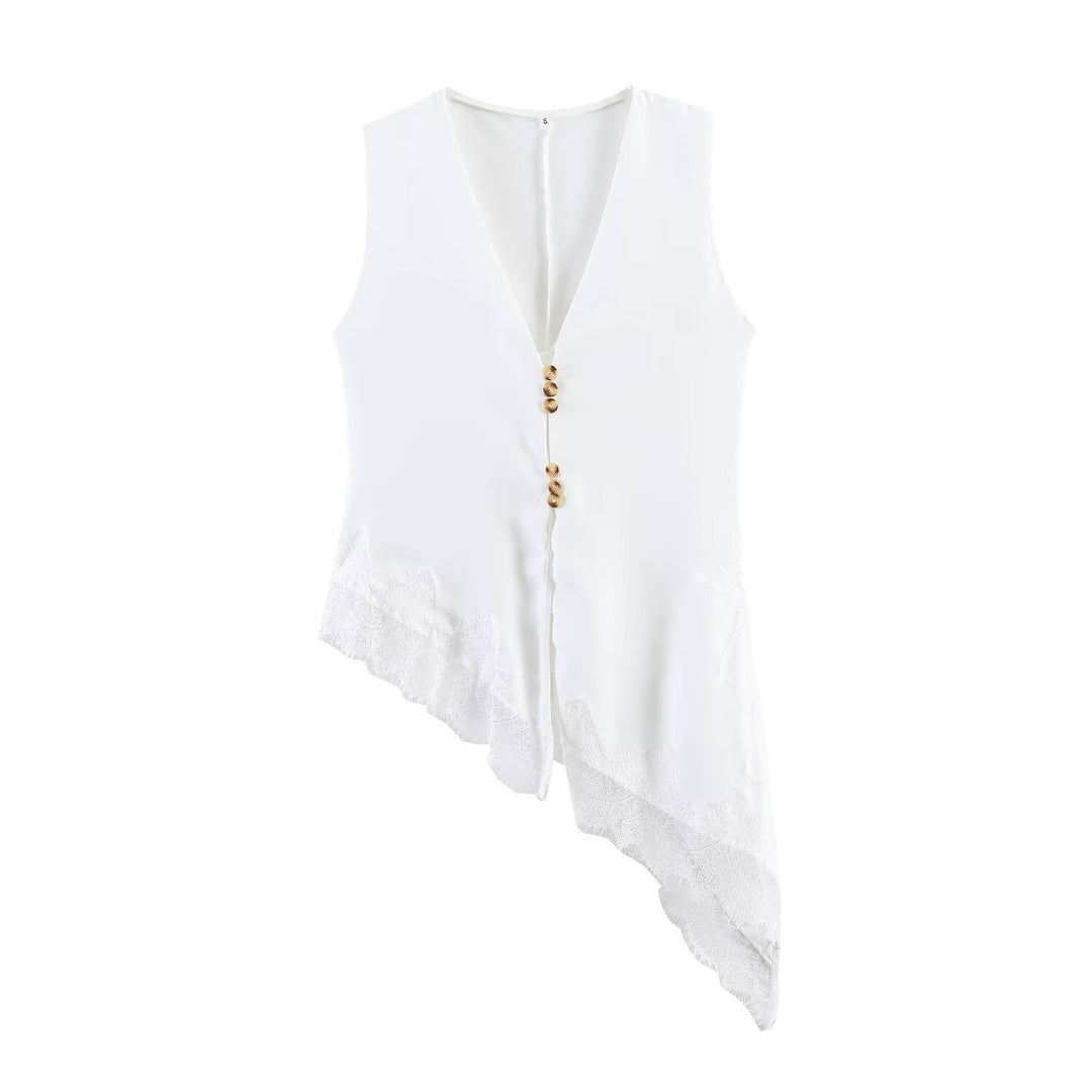 Damen asymmetrische Weste mit eleganter Spitze Echo Archiv