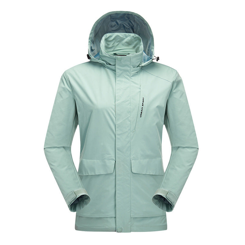 Herren wasserdichte Stadt-Outdoorjacke mit Kapuze, verdecktem Reißverschluss und Cargo-Taschen Echo Archiv