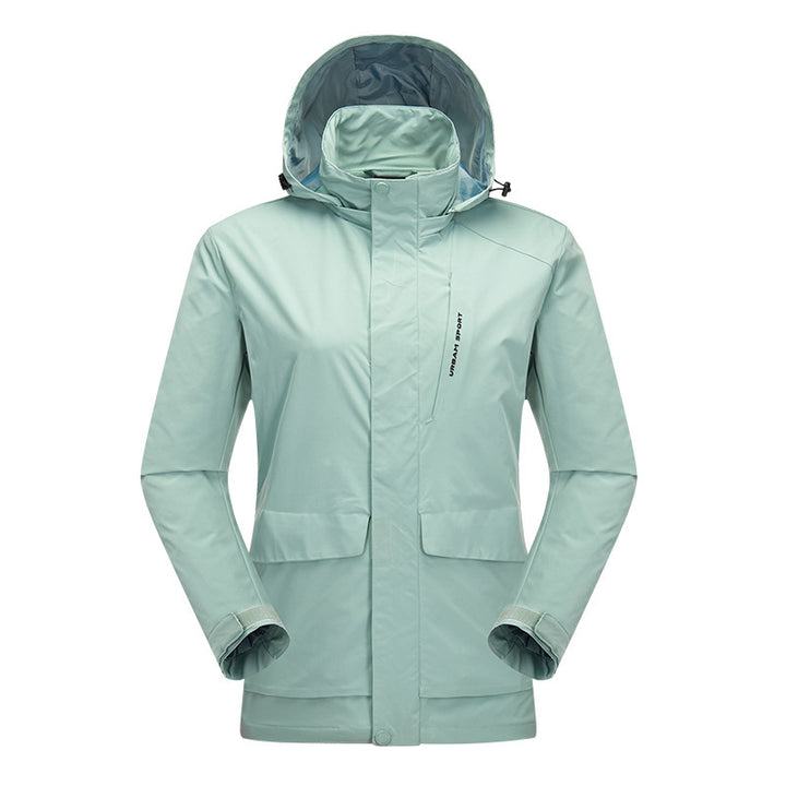 Herren wasserdichte Stadt-Outdoorjacke mit Kapuze, verdecktem Reißverschluss und Cargo-Taschen Echo Archiv