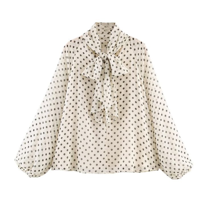 Damen Chiffon-Bluse mit Schleifenkragen und Balloon-Ärmeln Echo Archiv