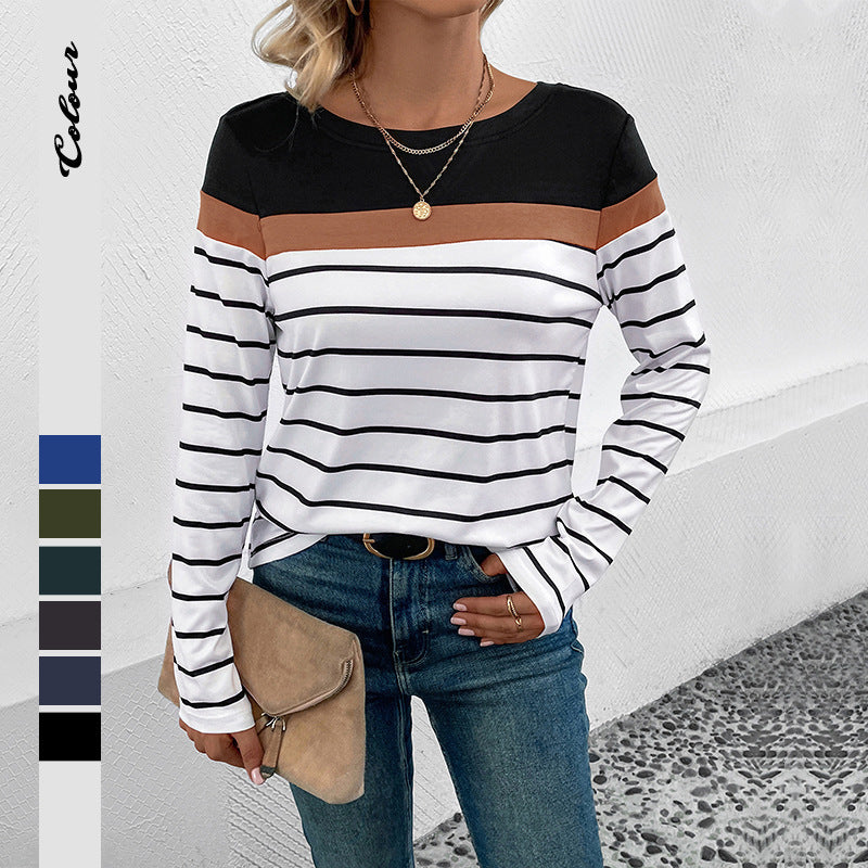 Damen Modisches Langarmshirt mit Streifen Echo Archiv