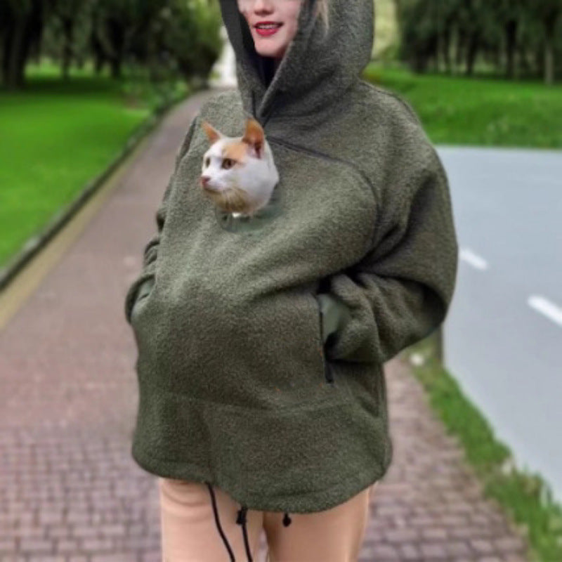 Damen Kapuzenpullover mit integrierter Katzenhöhle und extra weichem Fleece Echo Archiv