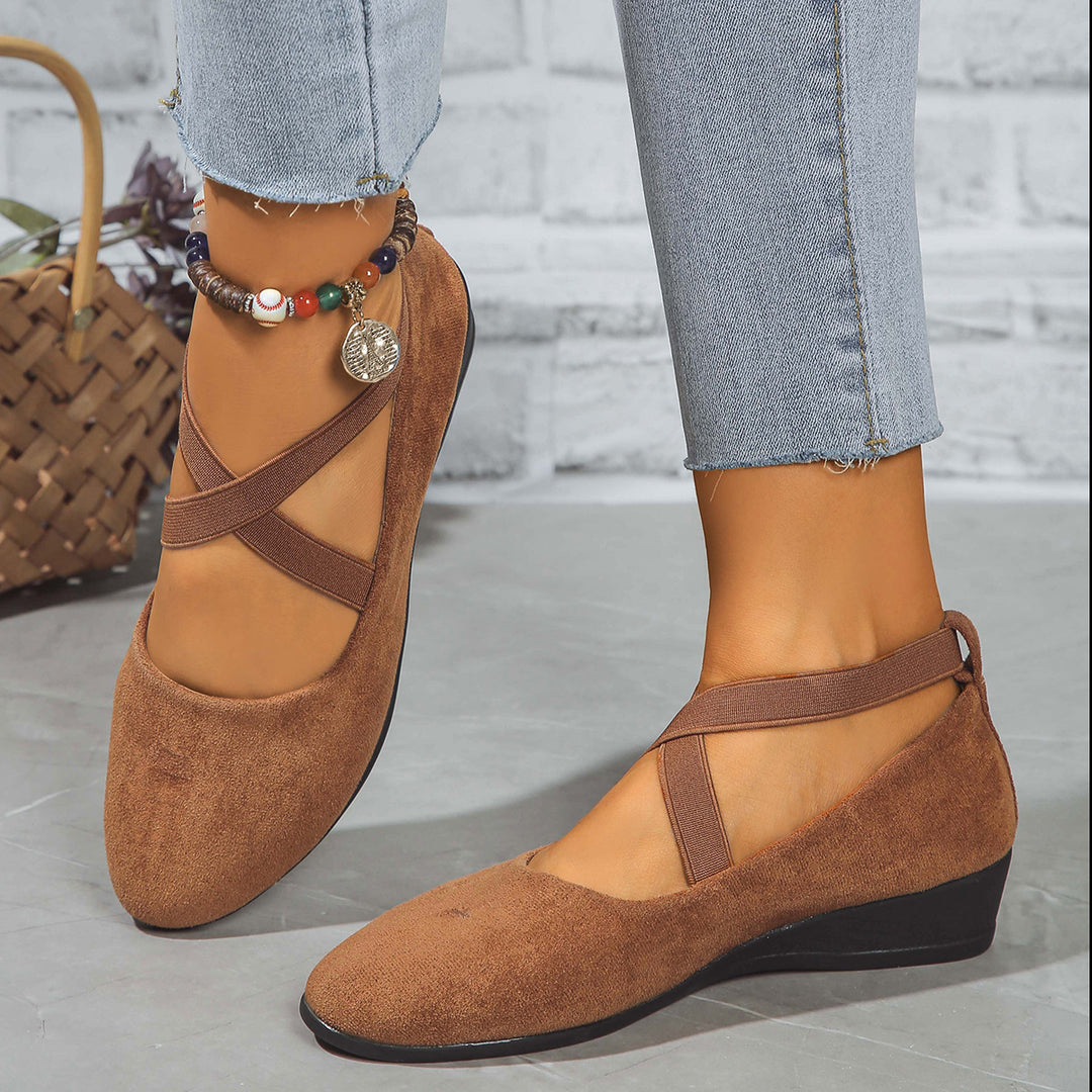 Damen Komfort-Keilabsatz-Ballerina aus Veloursleder – Lioré