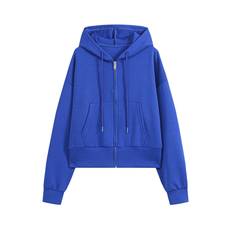 Damen Cropped Zip‑Hoodie mit Kapuze, Kängurutasche und tailliertem Saum Echo Archiv