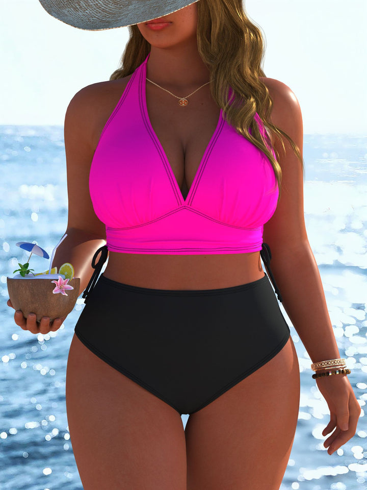 Damen Bikini-Set mit modernem Wickeloberteil und hoch tailliertem Höschen Echo Archiv