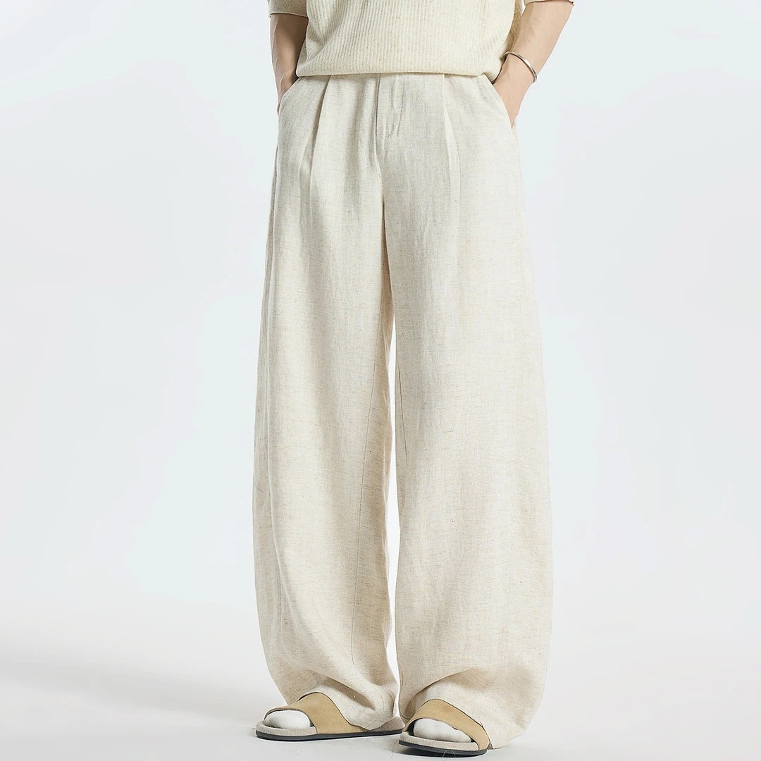 Damen Weitgeschnittene Leinenhose mit seitlichen Taschen Echo Archiv
