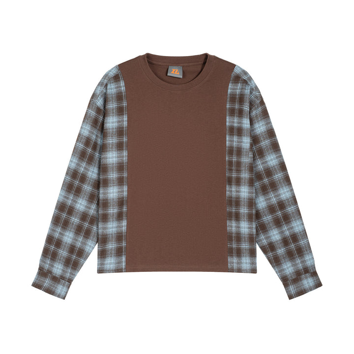 Herren Langarmshirt im Lagenlook mit karierter Flanell-Einsätzen Echo Archiv