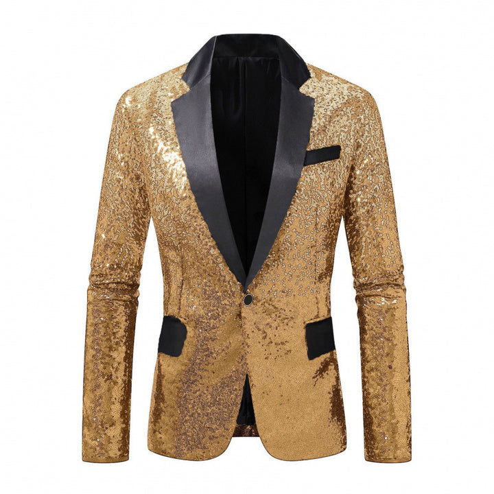 Herren Glamouröser Paillettenblazer mit elegantem Revers und modernem Schnitt Echoarchiv