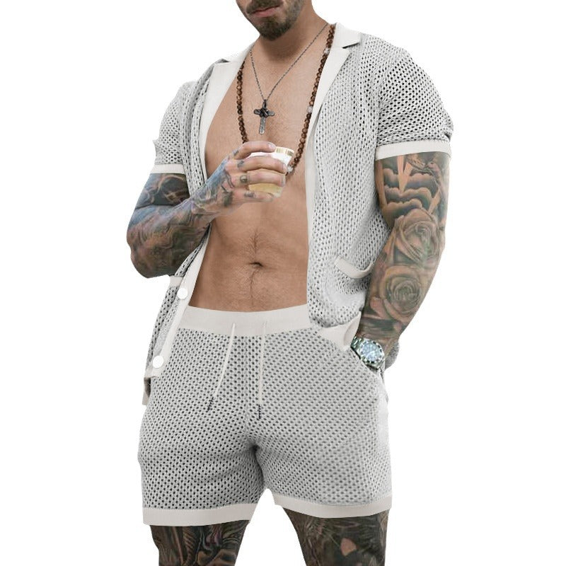 Herren atmungsaktives Künstler-Shorts-Set mit strukturiertem Design Echoarchiv