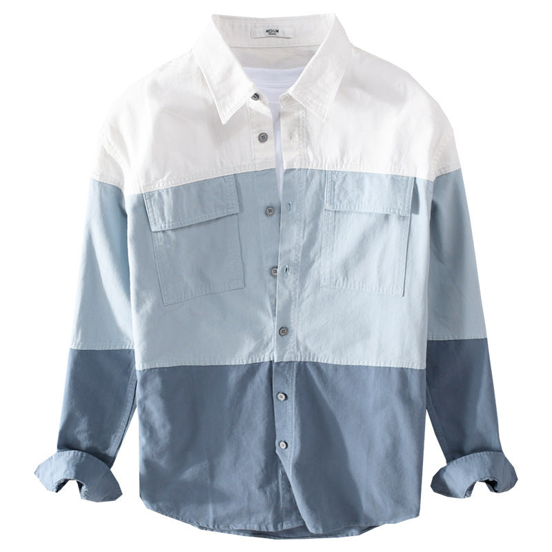 Herren Colorblock-Overshirt im Hemdjackenstil mit Brusttaschen und Relaxed-Fit Echoarchiv