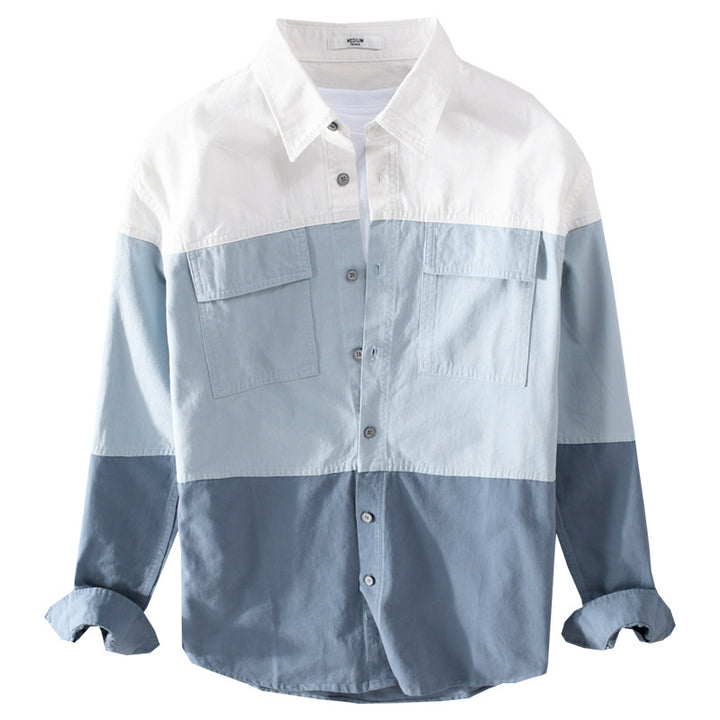 Herren Colorblock-Overshirt im Hemdjackenstil mit Brusttaschen und Relaxed-Fit Echoarchiv