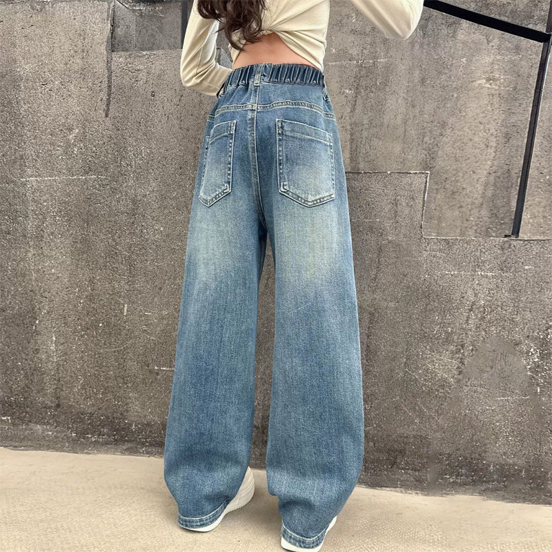 Damen weite Jeans mit hohem Bund und elastischem Einsatz Echo Archiv