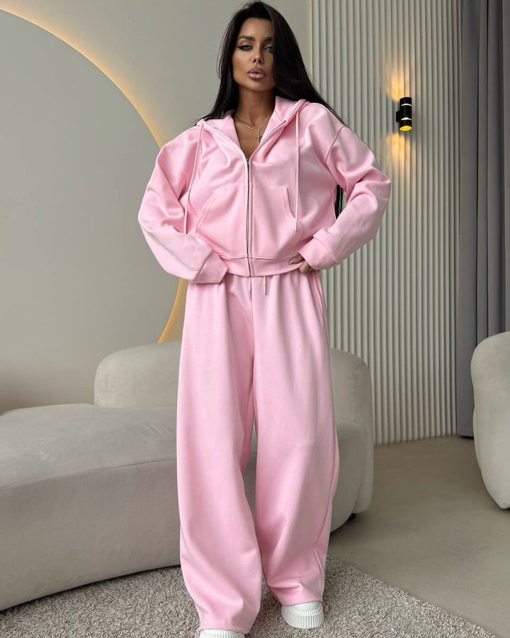 Damen nan weite Highwaist-Loungehose aus Sweatstoff mit Kordelzug und Eingrifftaschen Echo Archiv