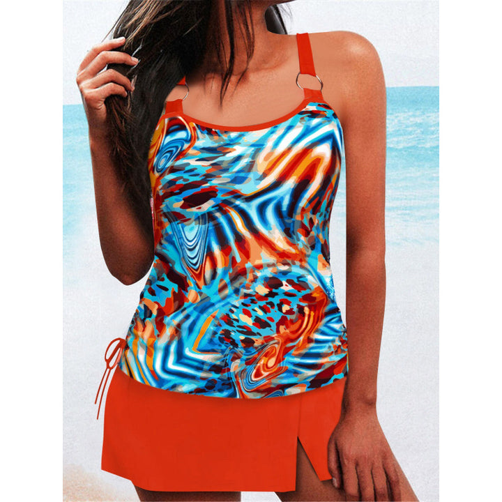 Damen Tankini-Set mit elegantem Wickelrock und dekorativen Riemen Echo Archiv