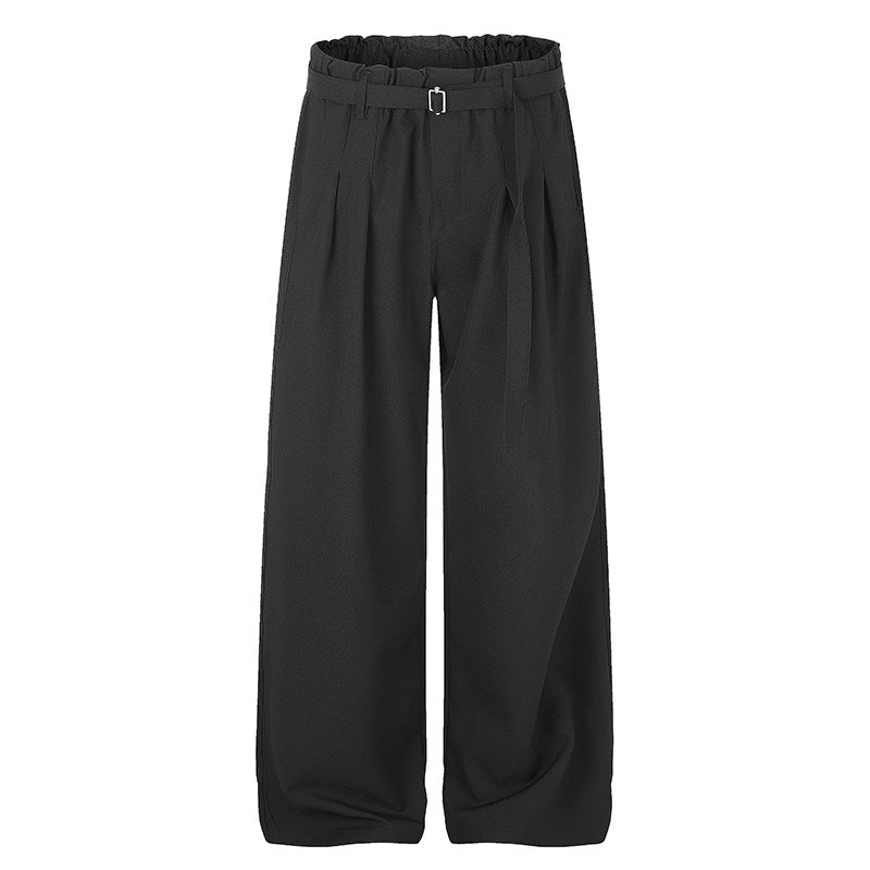 Damen Weite High‑Waist Palazzo‑Hose mit Paperbag‑Bund, Bundfalten und Bindegürtel Echoarchiv