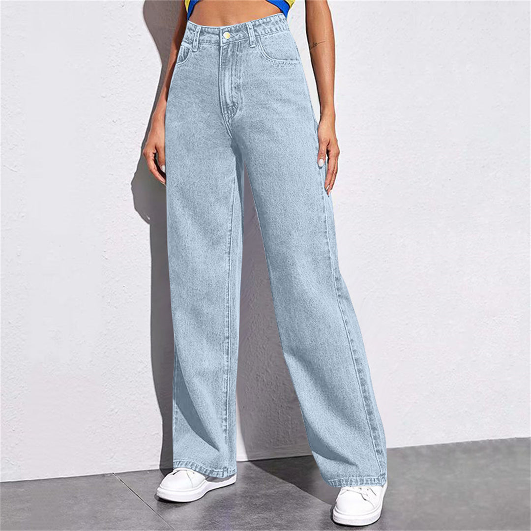 Damen nan hochgeschnittene weite Denim-Hose mit extra weitem Bein und taillierendem Bund Echo Archiv