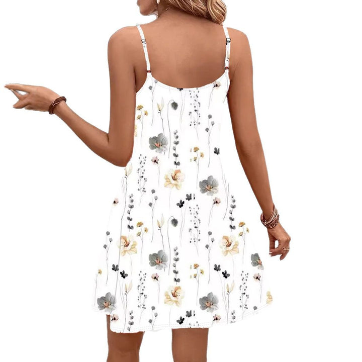 Damen lässiges Blumenkleid mit Spaghettiträgern und voluminösem Schnitt Echo Archiv