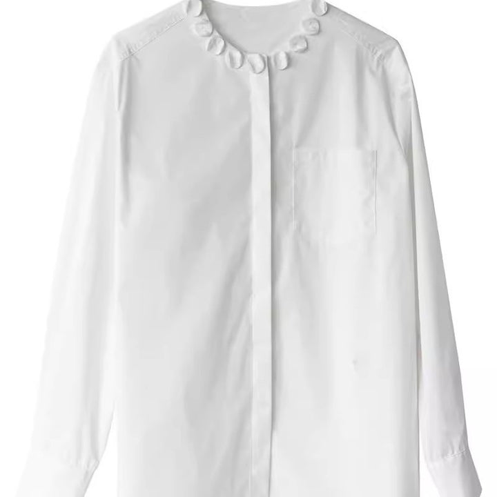 Damen Elegante Bluse mit dekorativem Kragen Echoarchiv