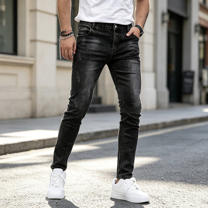 Herren Elegante Slim-Fit Jeans mit modischem Used-Look Echoarchiv