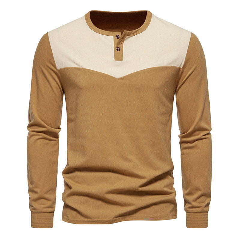 Herren Langarm-Henley-Shirt mit kontrastierenden Akzenten Echoarchiv