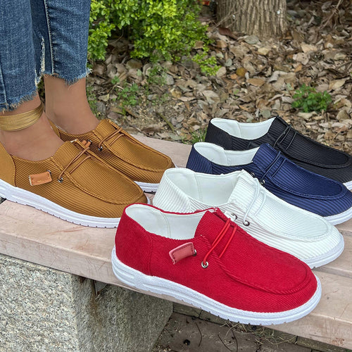 Damen nan lässige Slip-On Sneaker-Halbschuhe mit geripptem Textilobermaterial und elastischer Schnürung Echo Archiv