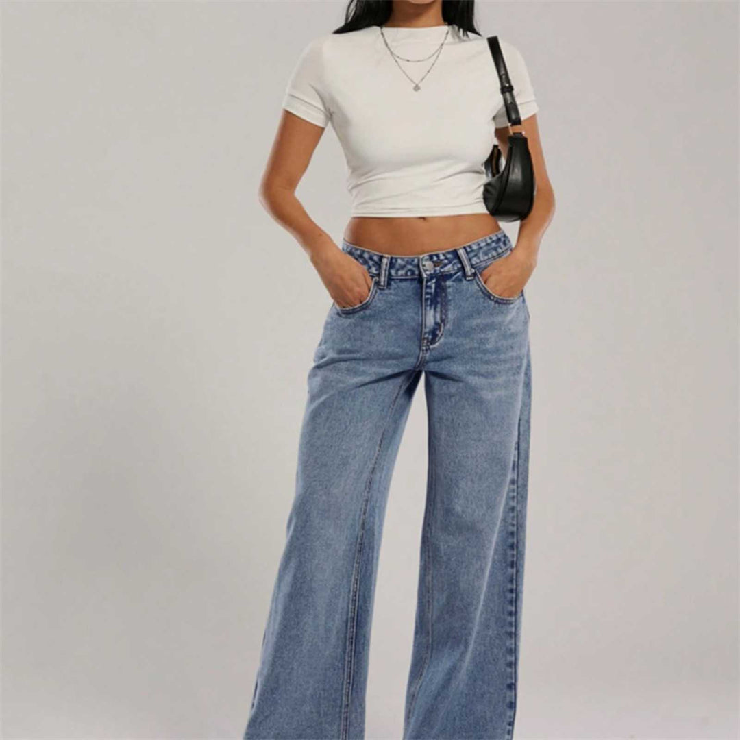 Damen Hochtaillierte Denimhose mit extraweiter Beinform und cleaner Vintage‑Waschung Echo Archiv