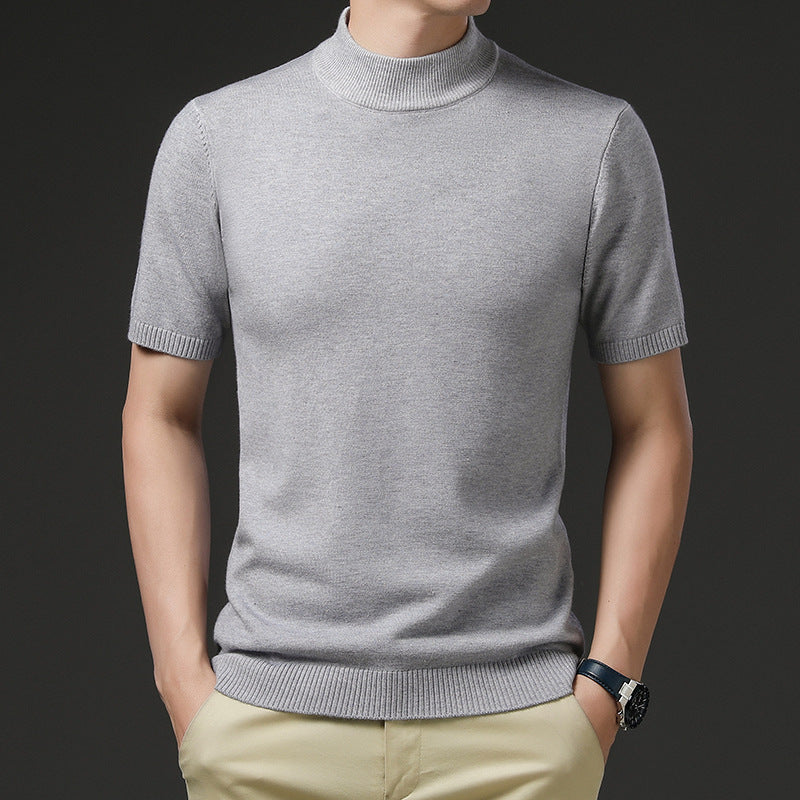 Herren elegantes Kurzarm-Pullover mit hochgeschlossenem Kragen Echoarchiv