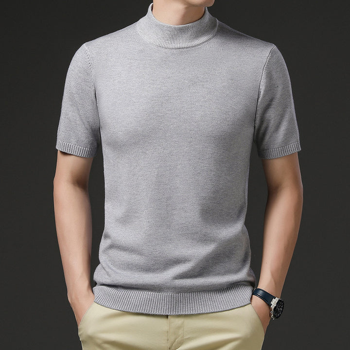 Herren elegantes Kurzarm-Pullover mit hochgeschlossenem Kragen Echoarchiv