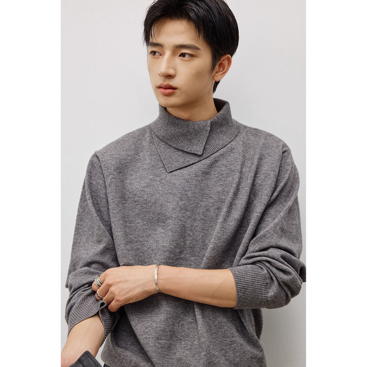 Damen Modischer Grobstrickpullover mit hohem Kragen Echoarchiv