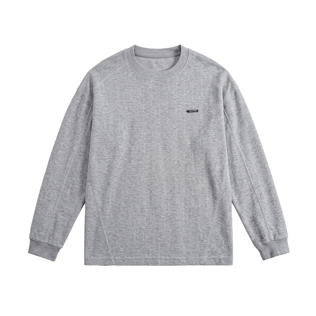 Unisex Gerippter Oversize-Pullover mit Raglanärmeln und Metalllogo Echoarchiv