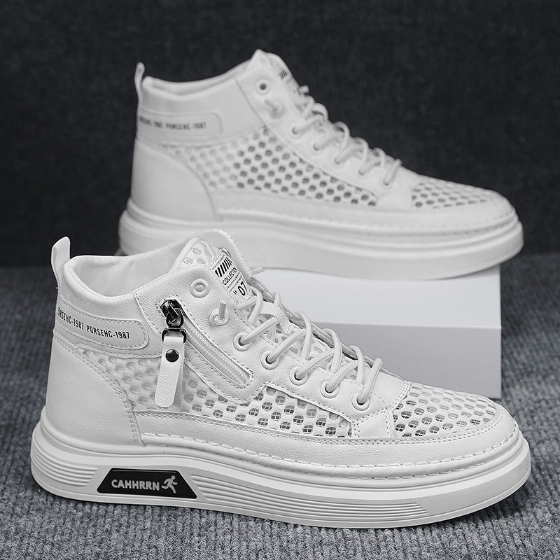Herren High-Top Sneaker mit luftiger Mesh-Perforation, seitlichem Reißverschluss und dicker Profilsohle Echoarchiv