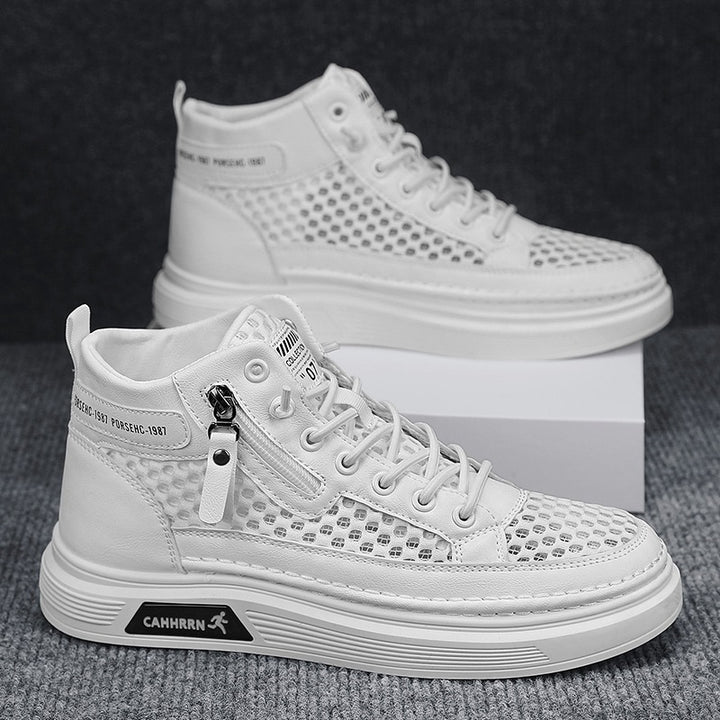 Herren High-Top Sneaker mit luftiger Mesh-Perforation, seitlichem Reißverschluss und dicker Profilsohle Echoarchiv